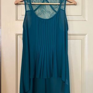 Doe & Rae Teal Sleeveless Lace Top